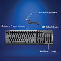 Wired USB Full-size QWERTY Keyboard Black Verbatim 70735
