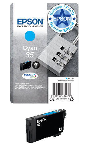 Ink Cartridge Epson Padlock C13T35824010 Cyan 9.1ml 650 Pages - C13T35824010