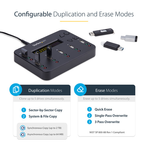 USB Thumb Drive Duplicator StarTech USBDUP15 1 to 5 Copies 1.5GB/min USB 2.0 - USBDUP15