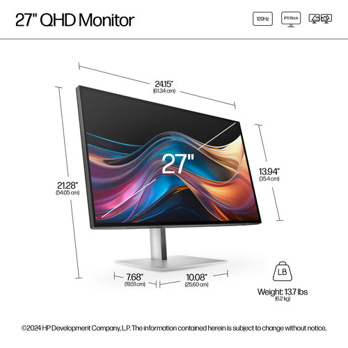 HP Series 7 Pro 27 inch QHD Monitor - 727pq computer monitor