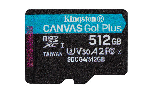 512GB Kingston Technology Canvas Go! Plus MicroSDXC Card 200MB/s A2 U3 V30 with Adapter
