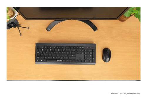 Manhattan MWK7350 Wireless Keyboard and Mouse Combo - Black - Full-Size - 1200 dpi