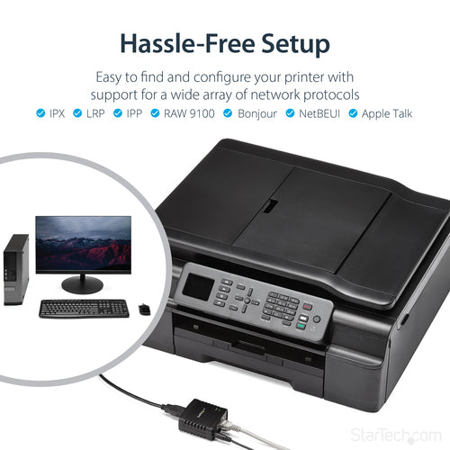 Print Server StarTech.com PM1115U2 10/100Mbps Ethernet USB 2.0 - PM1115U2