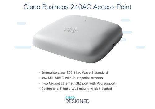 Wireless Access Point Cisco CBW240AC 802.11ac 4x4 2 GbE Ports Ceiling Mount - CBW240AC-E