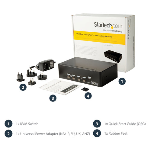 KVM Switch StarTech.com SV431DPDDUA2 4-Port Dual DisplayPort 4K 60Hz Rack-Mountable - SV431DPDDUA2