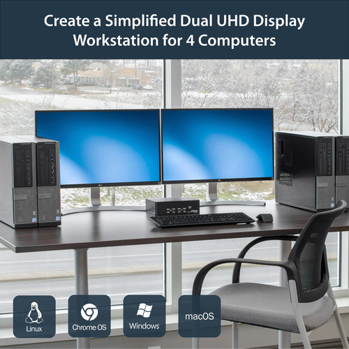 KVM Switch StarTech.com SV431DPDDUA2 4-Port Dual DisplayPort 4K 60Hz Rack-Mountable - SV431DPDDUA2