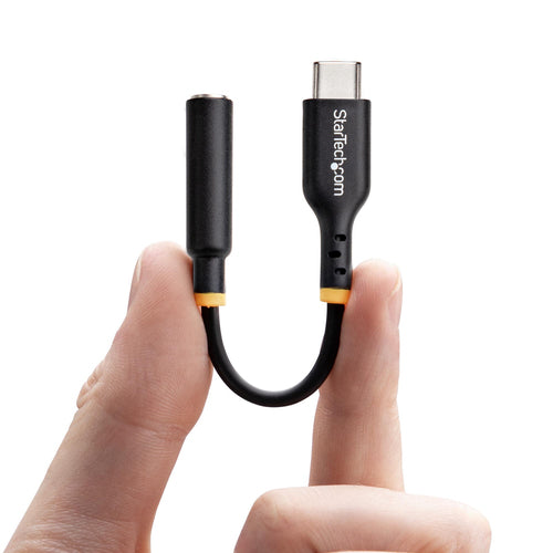 USB-C to 3.5mm TRRS Headphone Adapter 32-bit DAC Black 5in