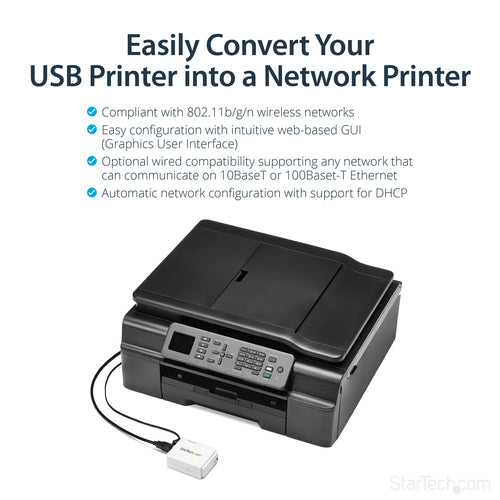 Print Server StarTech.com PM1115UW USB Wireless N 802.11 b/g/n 1 Port