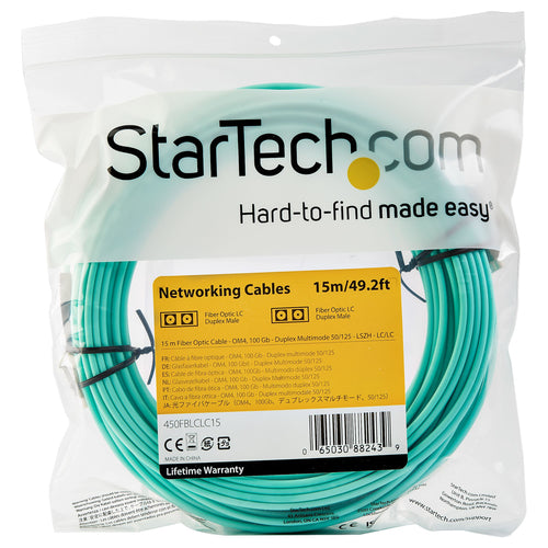Multimode Fiber Optic Cable StarTech 15m 100G LC/UPC Low Insertion Loss