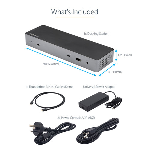 Thunderbolt 3 USB-C Docking Station Dual 4K 60Hz StarTech.com 96W Power Delivery
