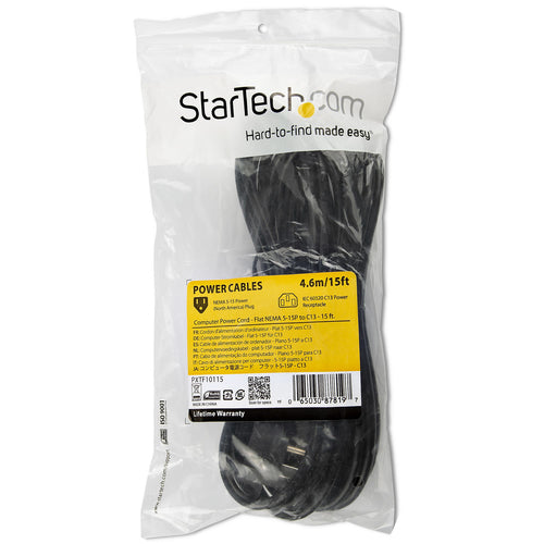 Power Cable StarTech.com PXTF10115 15ft 10A 125V NEMA 5-15P to C13