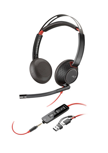 Headset HP Poly Blackwire 5220 Stereo USB-C 3.5mm Plug Wired 165.2g - 8X231AA