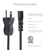 15ft Hospital Grade Power Cord NEMA 5-15P to C13 UL Listed