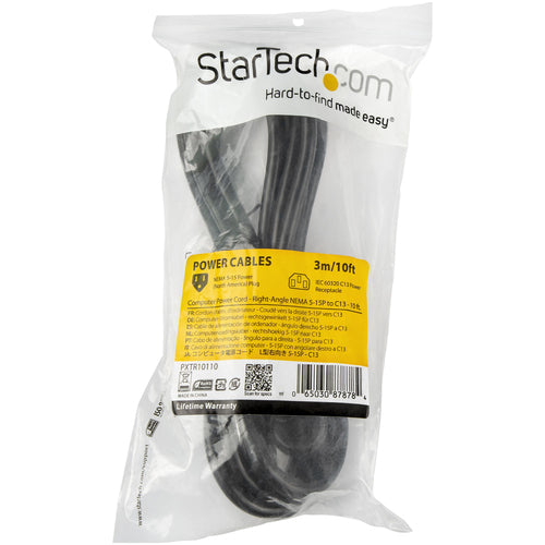 Power Cable StarTech.com PXTR10110 10ft Right Angle NEMA 5-15P to C13 10A 125V