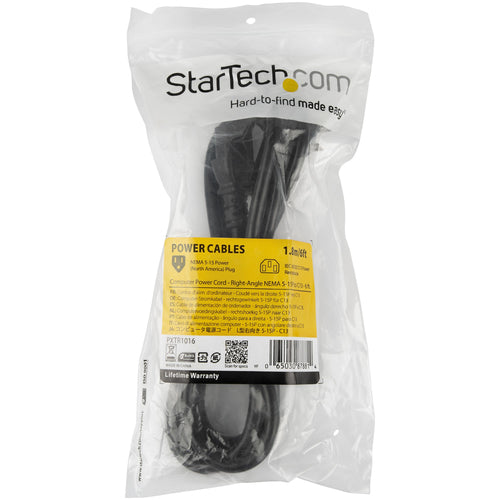 Power Cable StarTech.com PXTR1016 6ft 10A Right Angle NEMA 5-15P