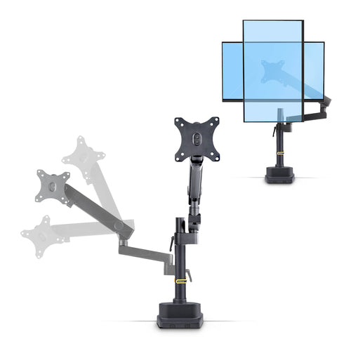 Desk Mount Monitor Arm 40 Inch Mechanical Spring-Assisted C-Clamp Black