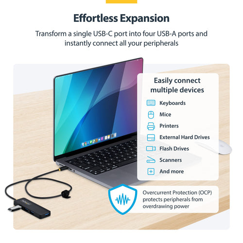 4-Port USB-C Hub StarTech.com 5Gbps Portable USB 3.2 Mini Hub