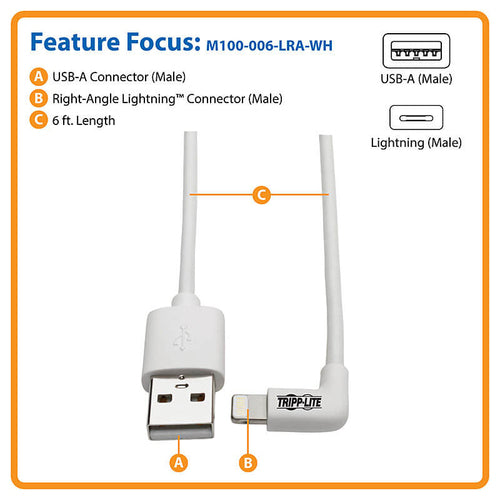 Tripp Lite M100-006-LRA-WH lightning cable