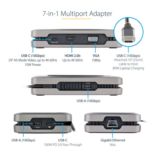 StarTech.com DKM31C3HVCPD laptop dock/port replicator