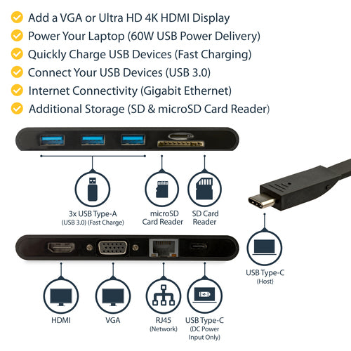 StarTech.com DKT30CHVSCPD laptop dock/port replicator