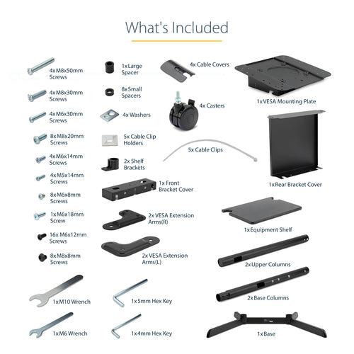 TV Mount StarTech.com MBLTVSTNDEC 37-70 inch VESA Display Rolling Stand 154 lbs Capacity