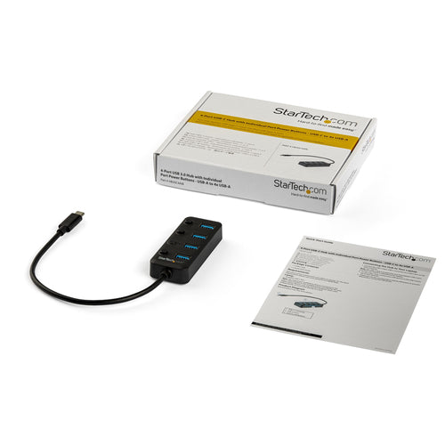USB Hub StarTech.com HB30C4AIB 4-Port USB-C to USB 3.0 On/Off Switches SuperSpeed 5Gbps - HB30C4AIB