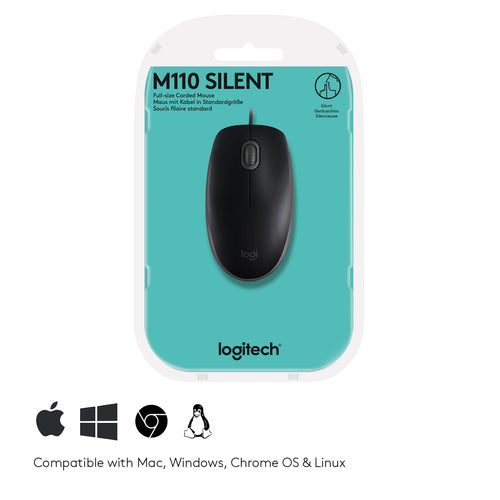 Mouse Logitech M110 Silent 1000 DPI Optical Ambidextrous USB Type-A - 910-005508