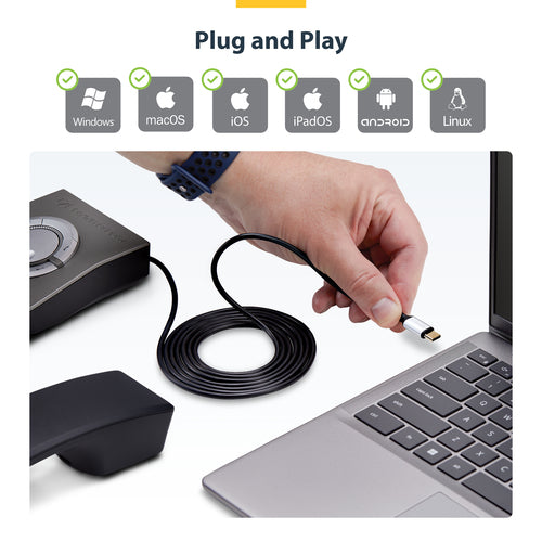 Headset Adapter StarTech.com UR9 USB-C RJ-9 1.8m Black - UR9-HEADSET-ADAPTER