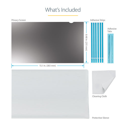 Laptop Privacy Filter StarTech.com 17.3-inch Anti-Glare 51% Blue Light Reduction +/-30° Viewing Angle - 173L-PRIVACY-SCREEN