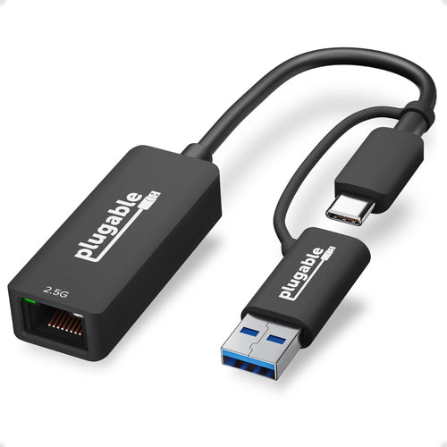 USB-C Ethernet Adapter Plugable Technologies USBC-E2500 2.5G 5000Mbit/s
