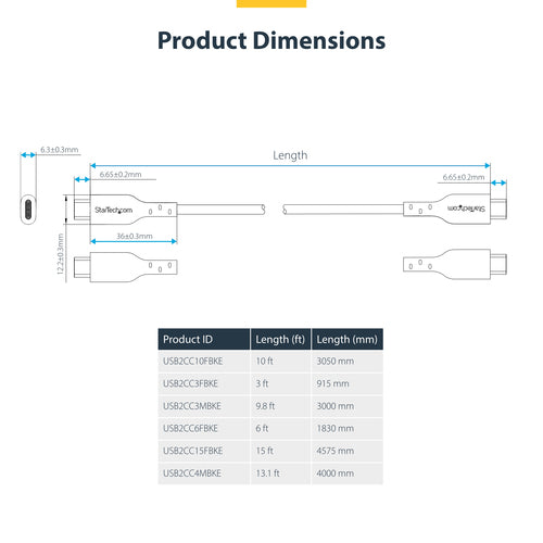 StarTech.com USB2CC3FBKE USB cable