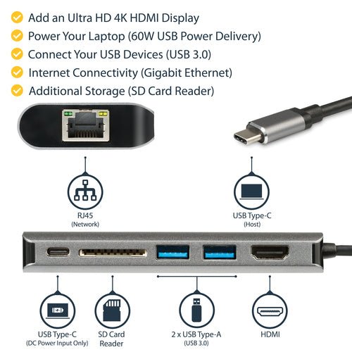 StarTech.com DKT30CSDHPD3 laptop dock/port replicator