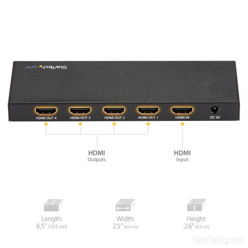 HDMI Splitter StarTech ST124HD202 4-Port 4K 60Hz Black - ST124HD202