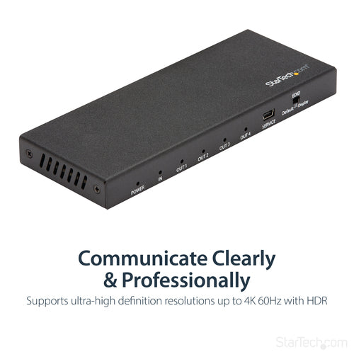 HDMI Splitter StarTech ST124HD202 4-Port 4K 60Hz Black - ST124HD202