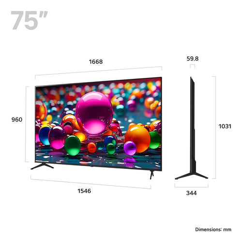 75 Inch LG UHD AI Smart TV 3840x2160 LED Wi-Fi Black