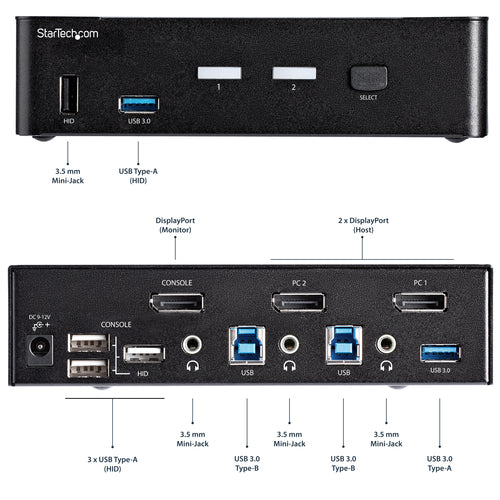 KVM Switch StarTech 2 Port DisplayPort 4K 60Hz USB Hub