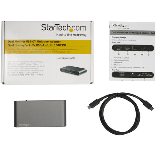 USB-C Dock StarTech DK30C2DAGPD Dual 4K DisplayPort 100W Power Delivery