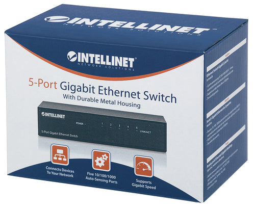 Network Switch Intellinet 5-Port Gigabit Ethernet 1000 Mbps Desktop Metal Housing
