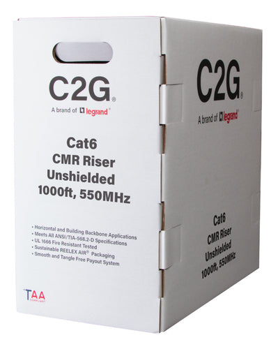 Cat6 Ethernet Network Cable 1000ft Green Bulk CMR-Rated UTP