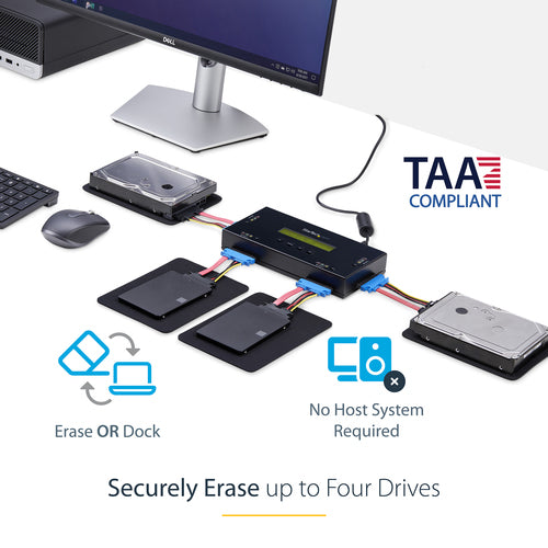 StarTech.com SATERASER4 4 Bay SSD/HDD Hard Drive Eraser - Secure Erase, NIST/DOD Compliant, External Disk Sanitizer