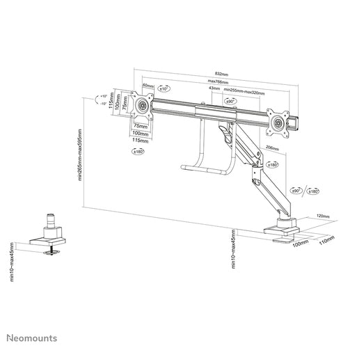 Neomounts NM-D775DXWHITE monitor mount / stand
