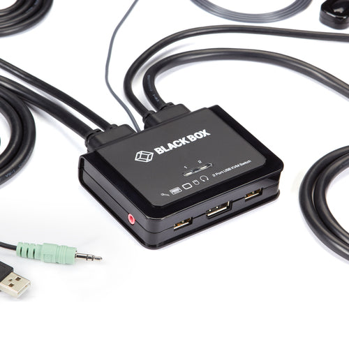 KVM Switch Black Box 2-Port 4K DisplayPort Easy Device Management