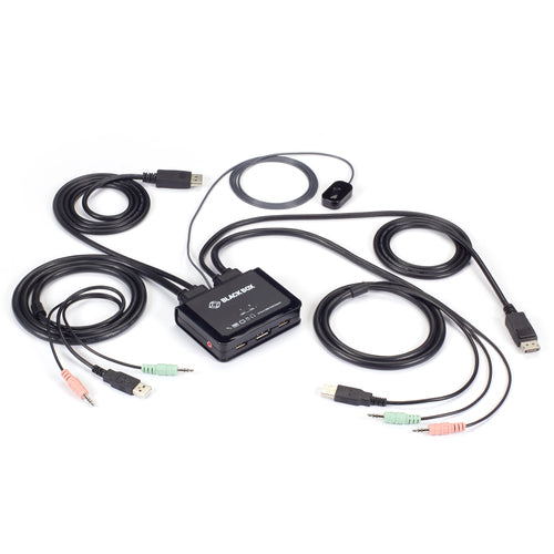 KVM Switch Black Box 2-Port 4K DisplayPort Easy Device Management