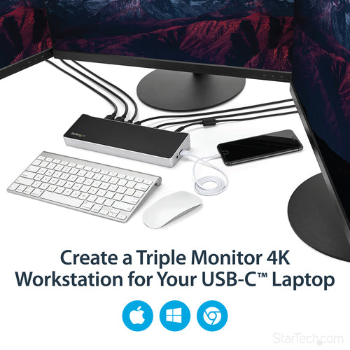 4K USB-C Dock Triple UHD Monitor Hub 100W Power Delivery