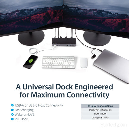 Laptop Dock StarTech.com DK30C2DPPD Dual 4K USB-C USB-A 60W