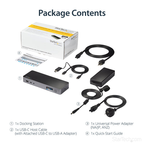 Laptop Dock StarTech.com DK30C2DPPD Dual 4K USB-C USB-A 60W