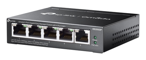 Network Switch TP-Link Omada ES205GP 5-Port Gigabit PoE+ Managed Wall Mountable - ES205GP