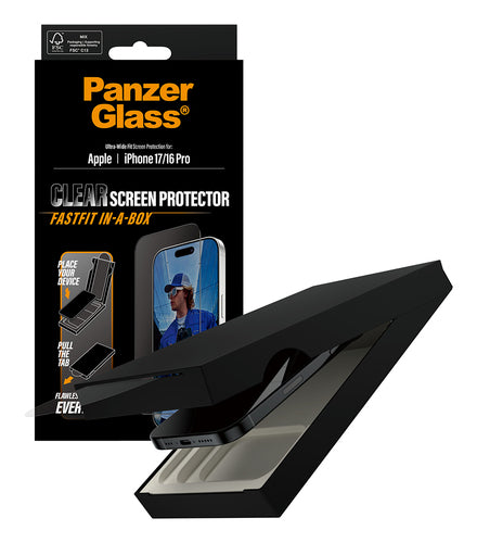 Screen Protector PanzerGlass iPhone 17 iPhone 16 Pro Ultra-Wide Fit Dry Application Scratch Resistant - PG48418