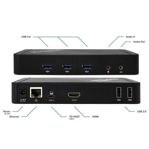 USB 3.2 Gen 1 Type-C Docking Station Plugable UD-CA1A 1000Mbps