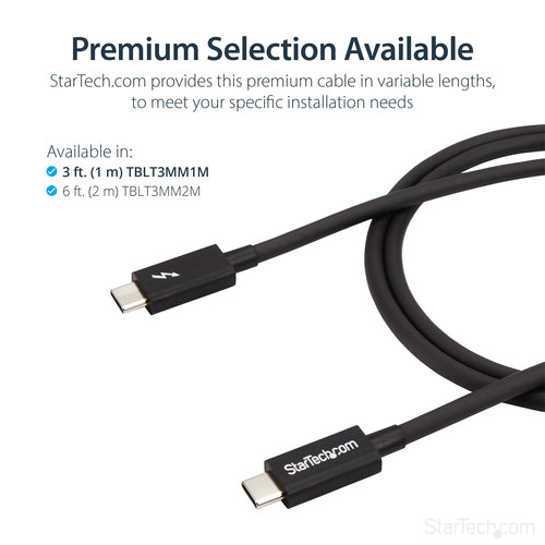 Thunderbolt Cable StarTech.com TBLT3MM1M 20Gbps 100W PD 4K Male-Male 1m - TBLT3MM1M